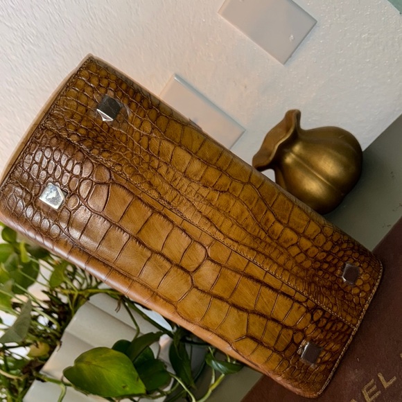 Michael Kors Brown Crocodile-Embossed Satchel Handbag - Picture 8 of 16